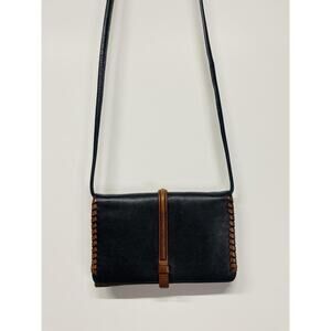 Fossil Brown and Black Leather Purse Purslette Crossbody Wallet